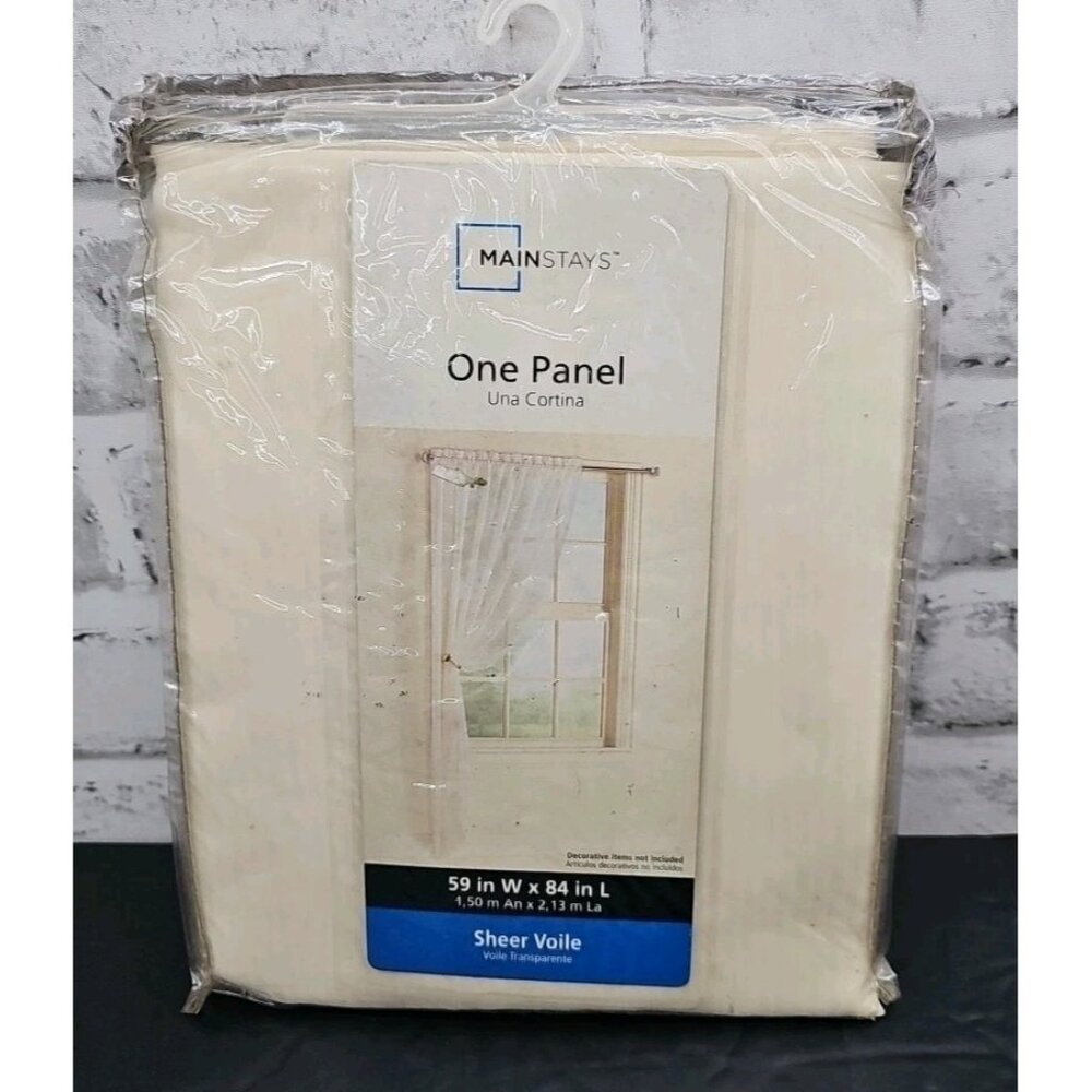 Mainstays Sheer Voile One Curtain Panel White 59x84" Fresh Ivory New In Pack
